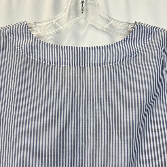 A New Day Womens Blue White Striped Short Sleeve Cropped Blouse Top Size Small - Picture 6 of 9